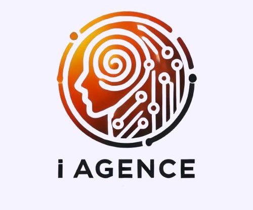 Logo moderne orange d'iAgence, spécialisée en intelligence artificielle et solutions numériques.